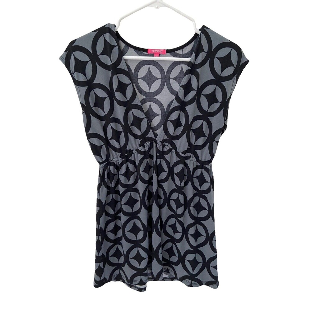 Curtsey Top Womens Black Gray Size M Tunic Sleeveless Layering